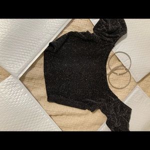 Glittery off shoulder crop top